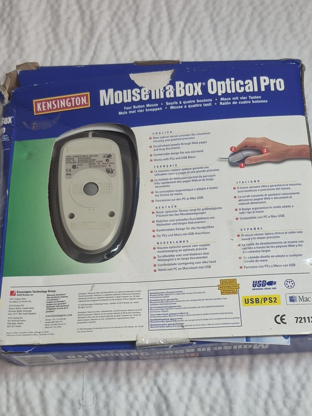 Kensington Mouse-in-a-Box Optical Pro Wired Mouse - White